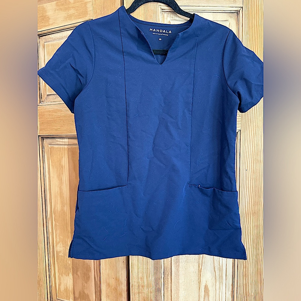 2 navy Mandala scrub tops
